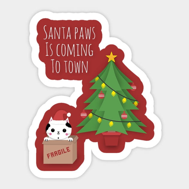 'Santa Paws Is Coming To Town' Sticker by bluevolcanoshop@gmail.com